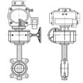 Затвор дисковый поворотный DN.ru 316L-316L-VITON Ду65 Ру16, нержавеющая сталь, уплотнение - VITON, с пневмоприводом DN.ru DA-065, пневмораспределителем 4M310-08 220V и ручным дублером HDM-1