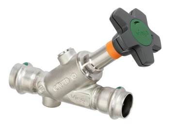Клапан запорный Viega 2337.5 Дн15 Ру16 свободного хода с наклонным седлом Easytop Inox с SC-Contur, пресс-соединение, из нержавеющей стали, со штурвалом