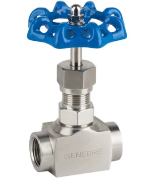 Клапан запорный игольчатый GENEBRE 2224 08 1 1/2″ Ду40 Ру210, корпус-A182 F316, запорный клапан-A182 F6, уплотнение-A182 F316, муфтовый, резьба NPT, маховик, ВР/ВР